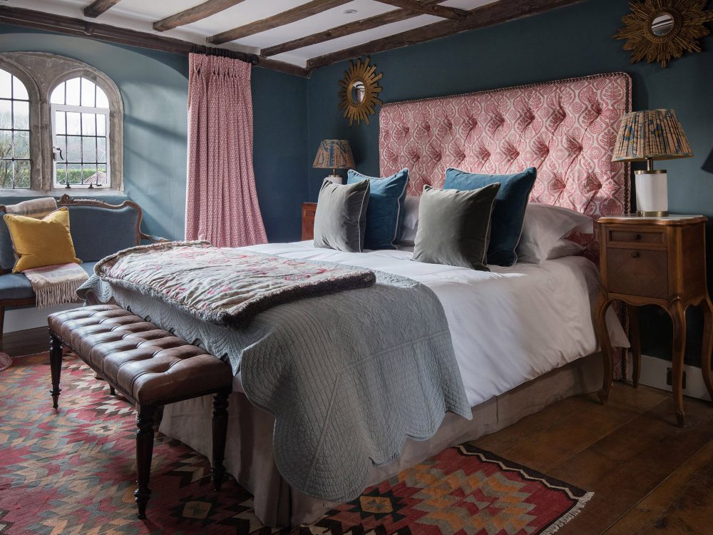 The guest bedroom at Battel Hall on the Leeds Castle estate. Interior design & styling by Rowan Plowden Design.